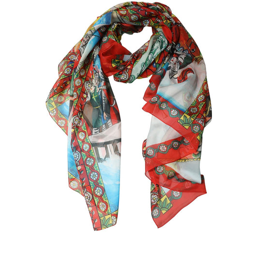 Dolce & Gabbana Multicolor Silk Printed Shawl Stole Scarf