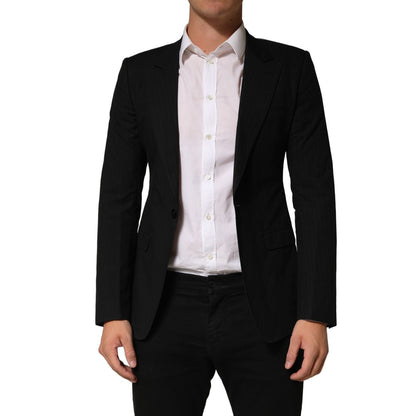 Dolce & Gabbana Black Pinstripe Men Single Breasted Jacket