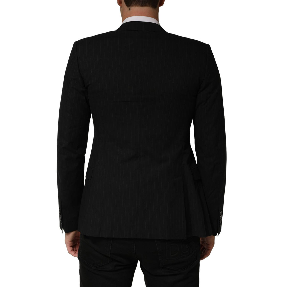 Dolce & Gabbana Black Pinstripe Men Single Breasted Jacket
