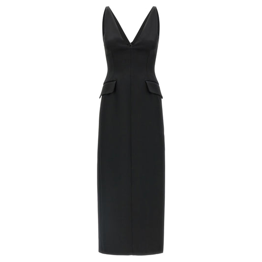 Sportmax Black Acetate Midi Dress
