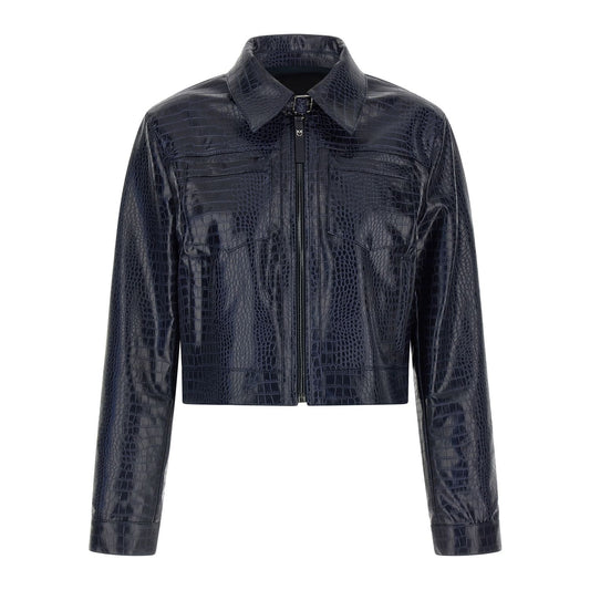 PINKO Blue Viscose Leather Jacket
