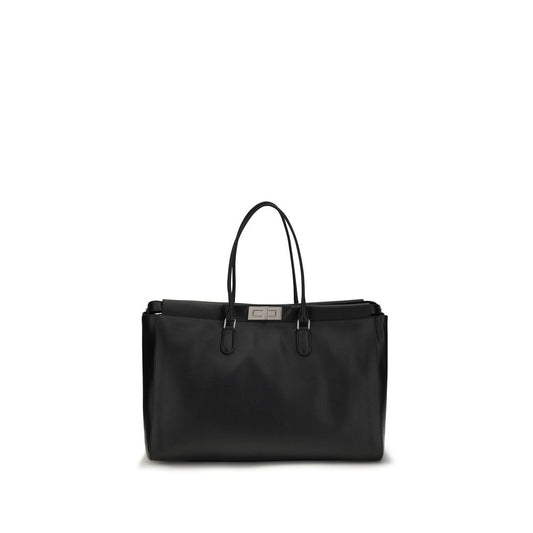 Fendi Black Calf Leather Bos Taurus Handbag