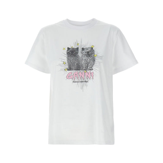 Ganni White Cotton T-Shirt