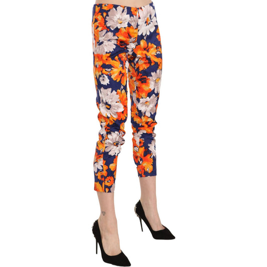 LANACAPRINA Floral Print Skinny Mid-Waist Pants LANACAPRINA Tan