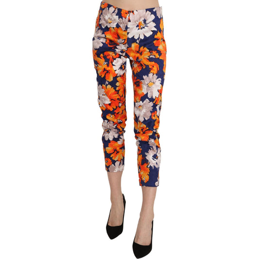 LANACAPRINA Floral Print Skinny Mid-Waist Pants LANACAPRINA Tan