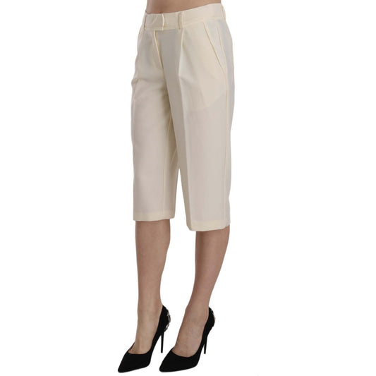 Silvian Heach Elegant Straight Cropped Pants in Cream Silvian Heach Gray
