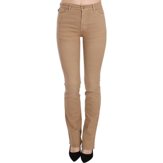 Just Cavalli Chic Brown Mid Waist Skinny Trousers Just Cavalli Rosy Brown