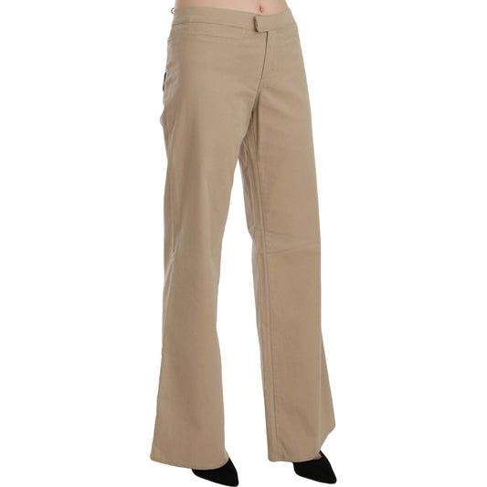 Just Cavalli Beige Mid Waist Flared Luxury Trousers Jeans & Pants Just Cavalli Rosy Brown