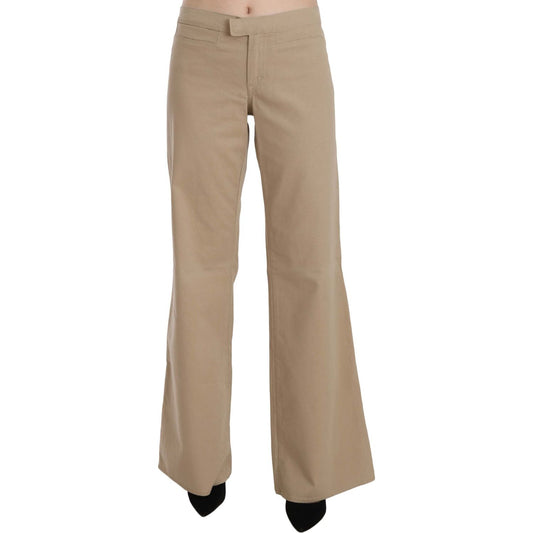 Just Cavalli Beige Mid Waist Flared Luxury Trousers Jeans & Pants Just Cavalli Rosy Brown