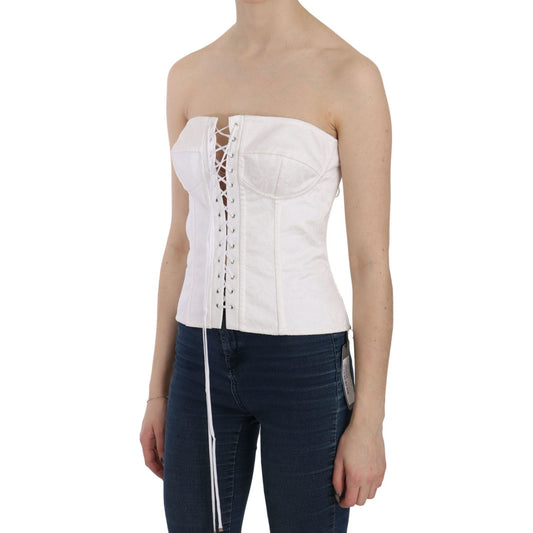 Dolce & Gabbana Elegant White Strapless Corset Top Dolce & Gabbana Dark Slate Gray