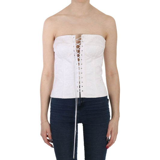 Dolce & Gabbana Elegant White Strapless Corset Top Dolce & Gabbana Light Gray