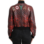 Dolce & Gabbana Red Leopard Button Crystal Leather Jacket JKT2419-42