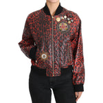 Dolce & Gabbana Red Leopard Button Crystal Leather Jacket JKT2419-42