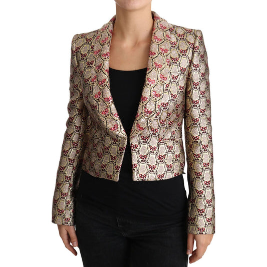 Dolce & Gabbana Glittering Gold Floral Sequined Blazer Jacket Coats & Jackets Dolce & Gabbana Gray
