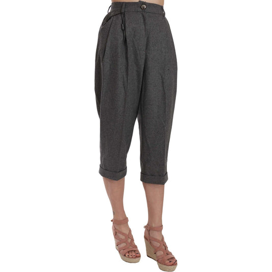 Dolce & Gabbana Elegant Gray Wool-Cashmere Pleated Trousers Dolce & Gabbana Dark Slate Gray