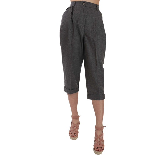 Dolce & Gabbana Elegant Gray Wool-Cashmere Pleated Trousers Dolce & Gabbana Dark Slate Gray