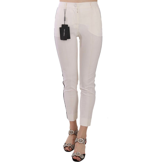 Dolce & Gabbana Elegant Side Stripe Cropped Wool Trousers Dolce & Gabbana Gray