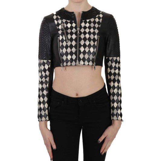 John Richmond Chic Biker-Inspired Cropped Leather Jacket Coats & Jackets John Richmond Black