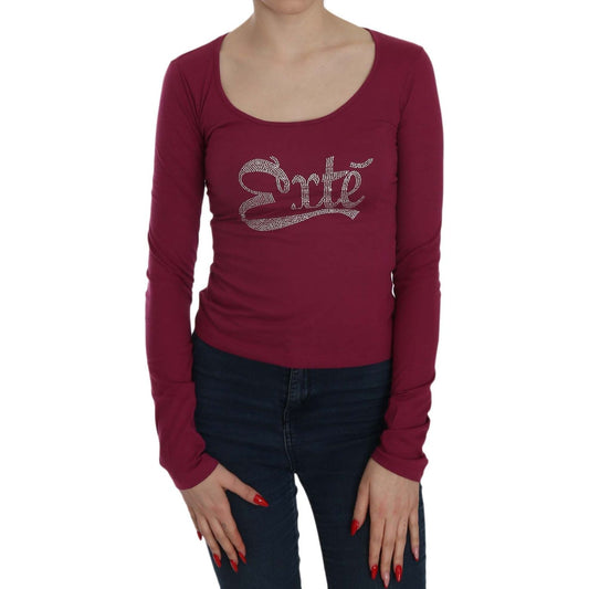 Exte Fuchsia Crystal Embellished U-Neck Blouse Exte Saddle Brown