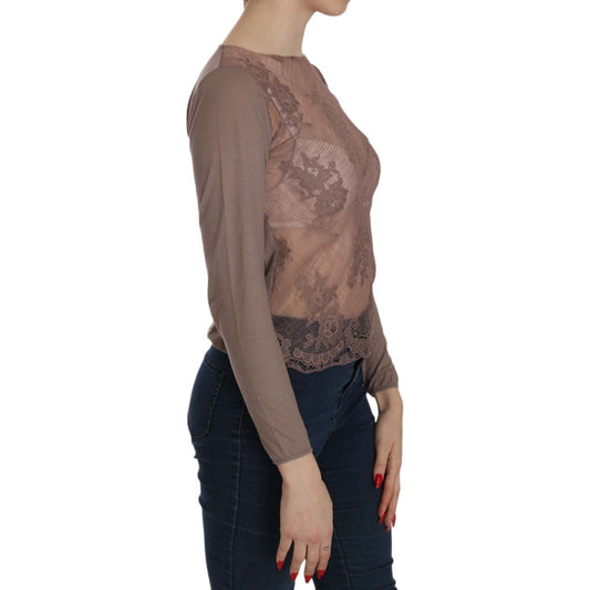 PINK MEMORIES Boat Neck Cotton Lace Blouse PINK MEMORIES Dim Gray