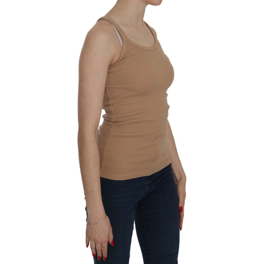 PINK MEMORIES Beige Cotton Spaghetti Strap Tank PINK MEMORIES Dim Gray