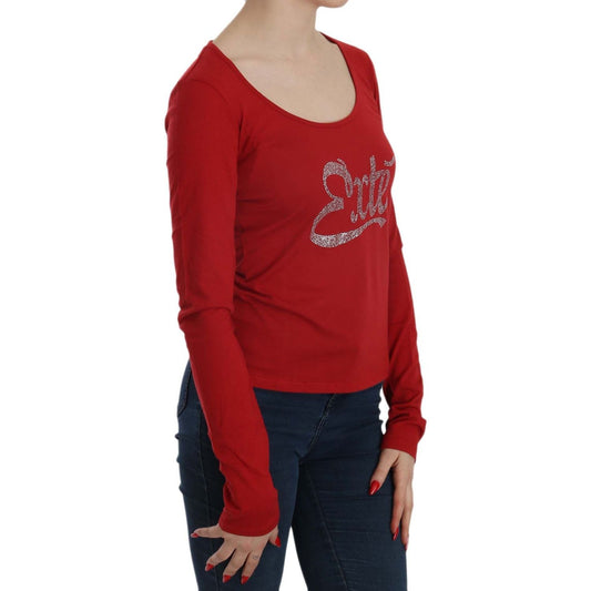 Exte Ravishing Red Crystal Embellished Blouse Exte Brown