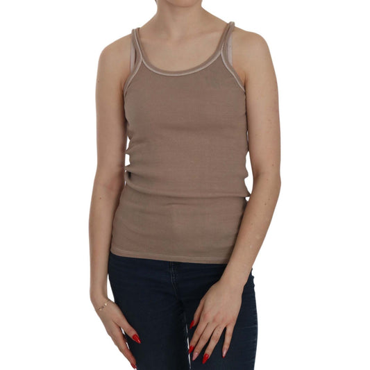 PINK MEMORIES Chic Brown Sleeveless Spaghetti Strap Top PINK MEMORIES Dim Gray