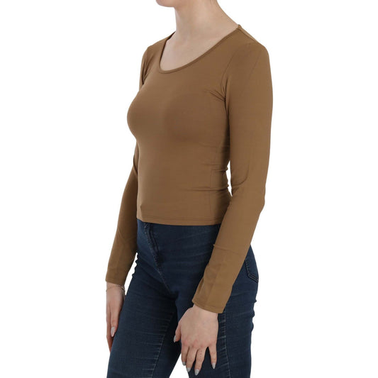 GF Ferre Elegant Brown Fitted Blouse for Sophisticated Evenings GF Ferre Sienna