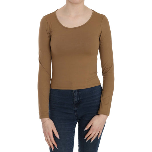 GF Ferre Elegant Brown Fitted Blouse for Sophisticated Evenings GF Ferre Sienna