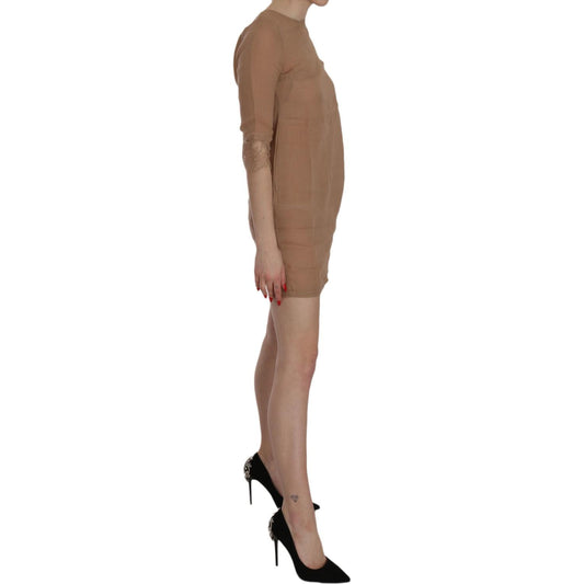 PINK MEMORIES Elegant Brown Shift Mini Dress PINK MEMORIES Dim Gray