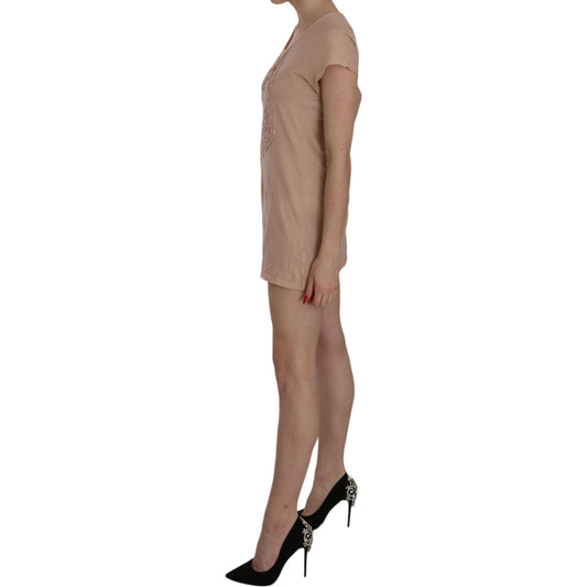 PINK MEMORIES Pink Lace Shift Mini Dress - Elegance Unleashed PINK MEMORIES Dim Gray