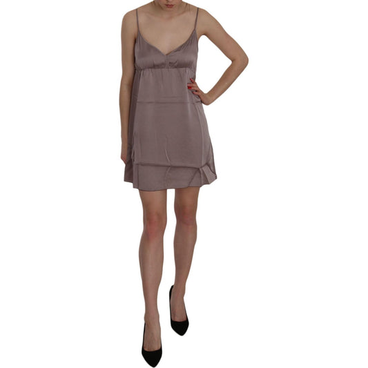 PINK MEMORIES Elegant Spaghetti Strap Silk Mini Dress PINK MEMORIES Dim Gray