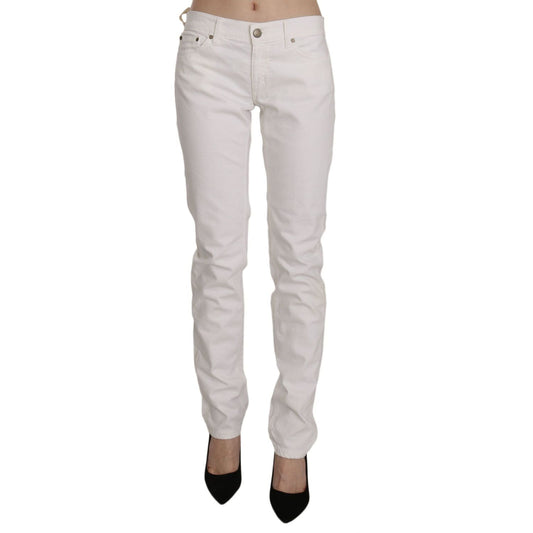 Dondup Chic White Skinny Cotton Blend Pants Dondup Gray