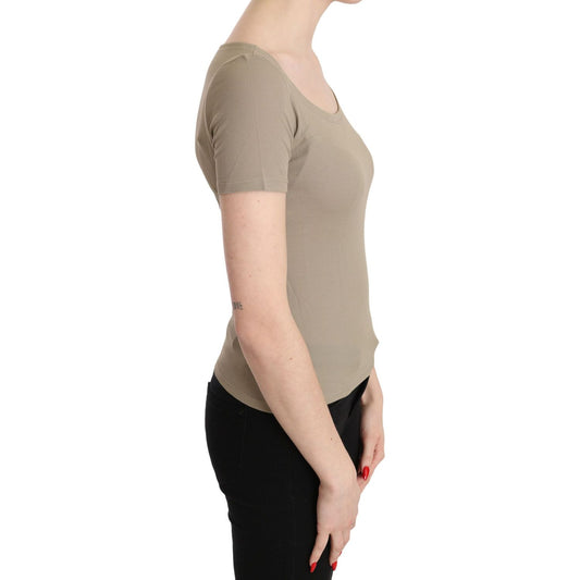 GF Ferre Chic Gray Nylon Tank Top with Designer Flair GF Ferre Rosy Brown