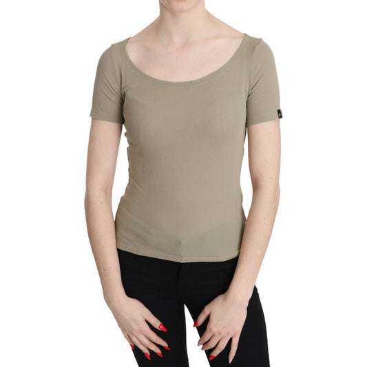 GF Ferre Chic Gray Nylon Tank Top with Designer Flair GF Ferre Rosy Brown