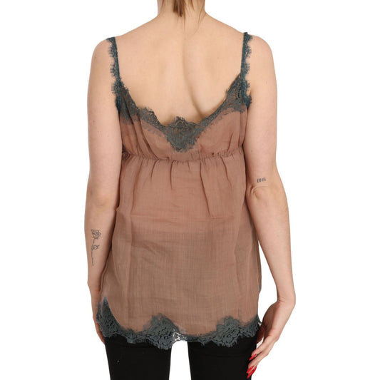 PINK MEMORIES Elegant Spaghetti Strap Lace Top PINK MEMORIES Rosy Brown