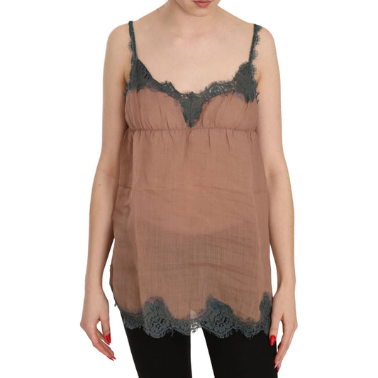 PINK MEMORIES Elegant Spaghetti Strap Lace Top PINK MEMORIES Rosy Brown