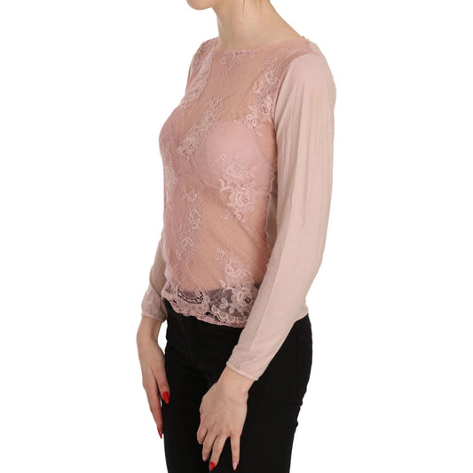 PINK MEMORIES Chic Pink See-Through Cotton Blouse PINK MEMORIES Rosy Brown