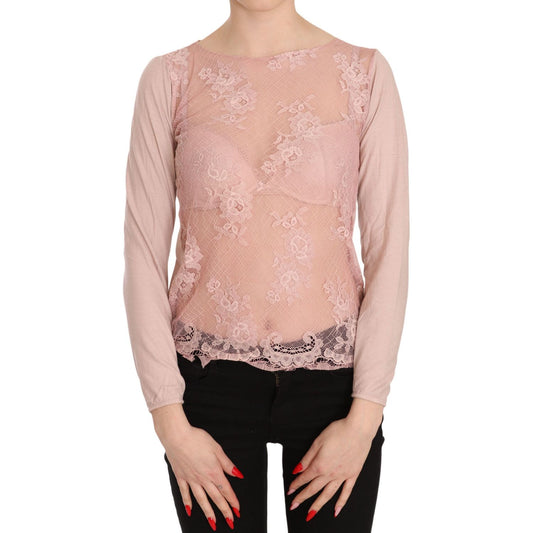 PINK MEMORIES Chic Pink See-Through Cotton Blouse PINK MEMORIES Tan