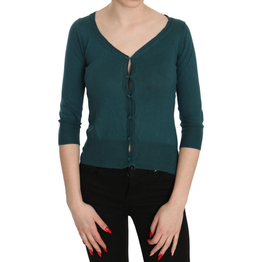 PINK MEMORIES Chic Blue Green Cotton Cardigan Top PINK MEMORIES Dark Slate Gray