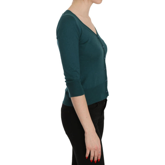 PINK MEMORIES Chic Blue Green Cotton Cardigan Top PINK MEMORIES Dark Slate Gray