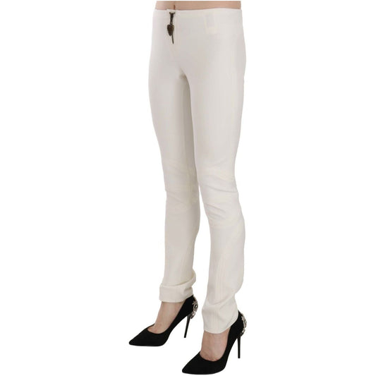 Just Cavalli White Mid Waist Skinny Dress Trousers Pants PAN70376-42