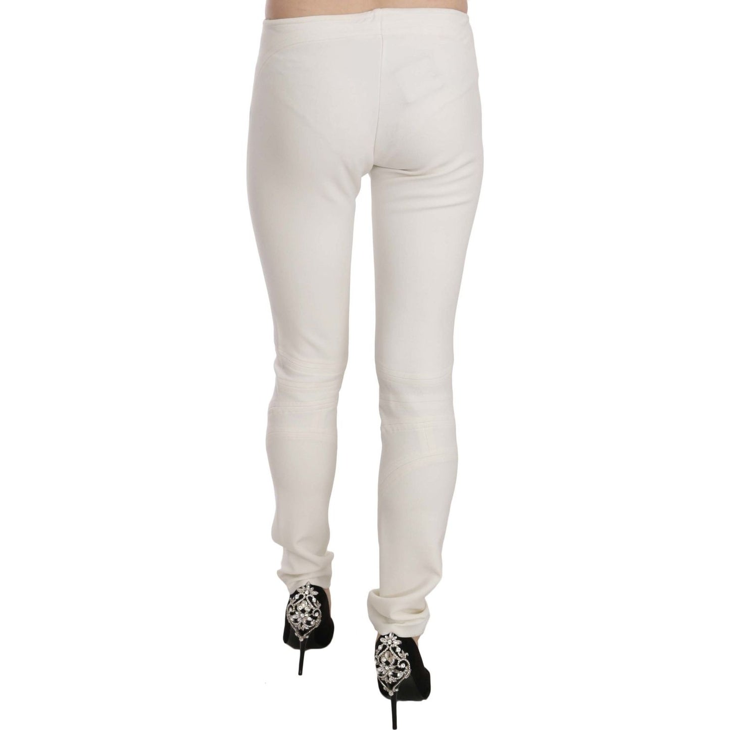 Just Cavalli White Mid Waist Skinny Dress Trousers Pants PAN70376-42