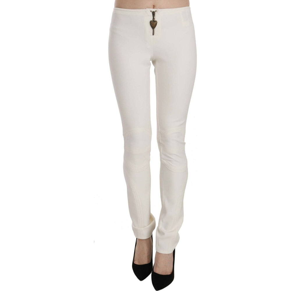 Just Cavalli White Mid Waist Skinny Dress Trousers Pants PAN70376-42