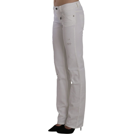 Costume National White Cotton Slim Fit Straight Jeans Pants SIG30112-25