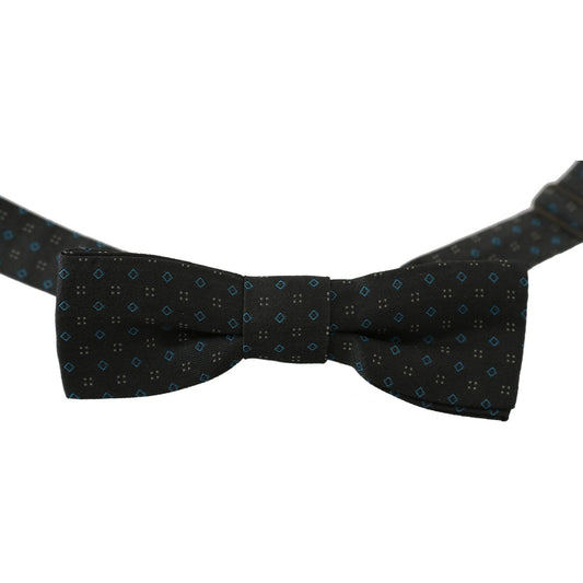 Dolce & Gabbana Elegant Gray Silk Patterned Bow Tie Necktie Dolce & Gabbana Black