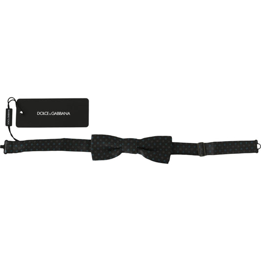 Dolce & Gabbana Elegant Gray Silk Patterned Bow Tie Necktie Dolce & Gabbana Black