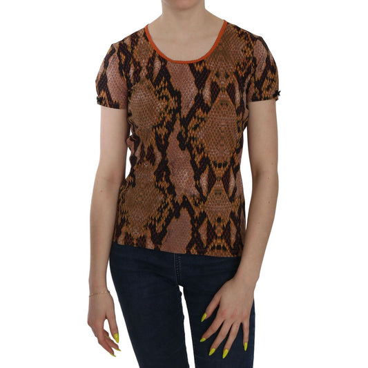 Just Cavalli Alluring Brown Snake Skin Pattern Blouse Just Cavalli Dark Olive Green
