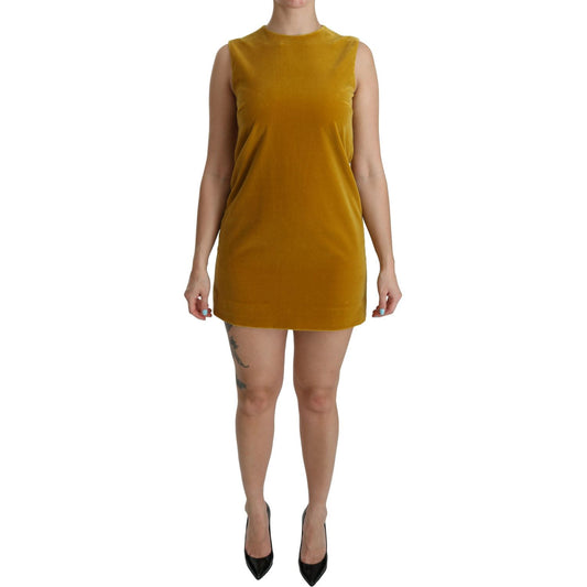 Dolce & Gabbana Mustard Velvet Shift Mini Dress Dolce & Gabbana Sienna