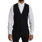 Dolce & Gabbana Elegant Blue Formal Wool-Blend Dress Vest Dolce & Gabbana Black